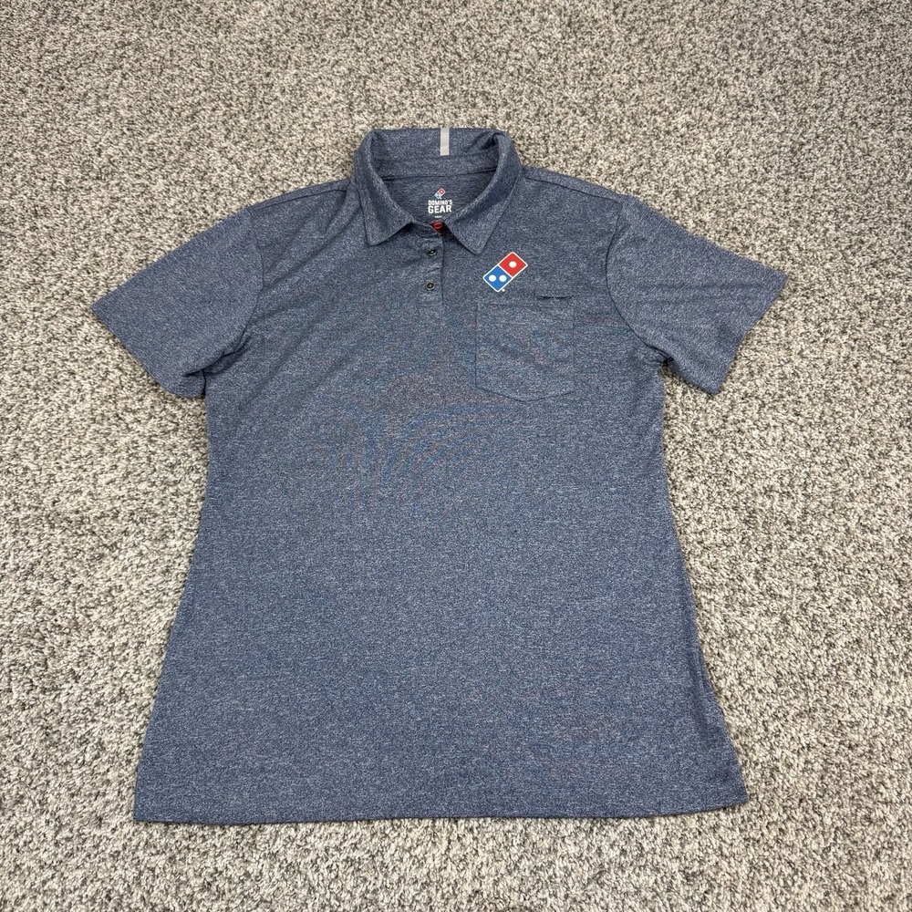 Domino's Gear Polo Shirt Mens Medium Blue Heather Pizza Uniform Work